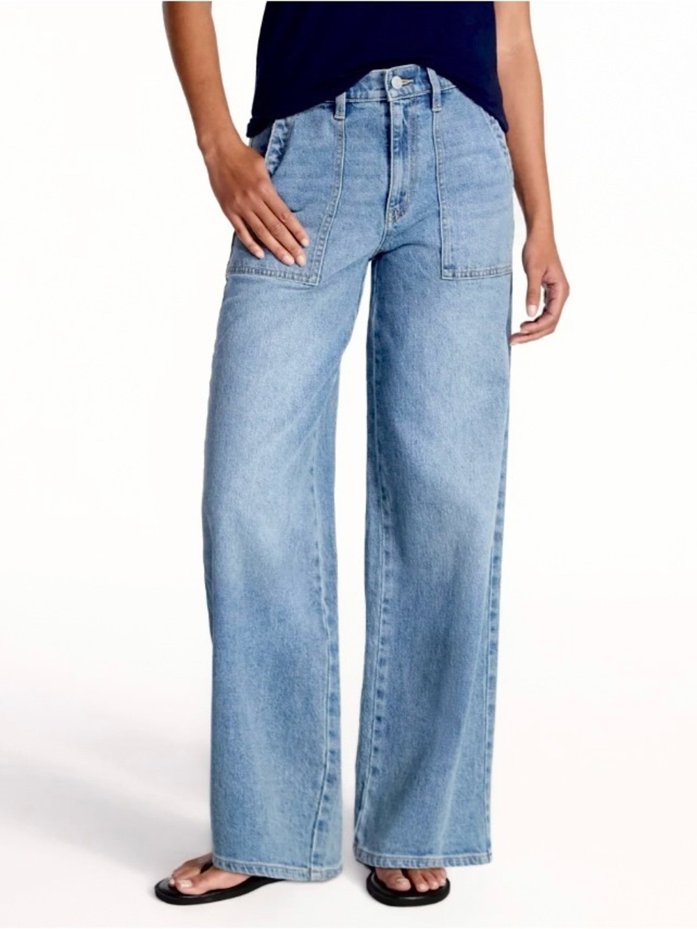 Time and Tru Wide Leg Utility Trouser Jeans High Rise NWT